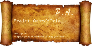 Preidt Ambrózia névjegykártya
